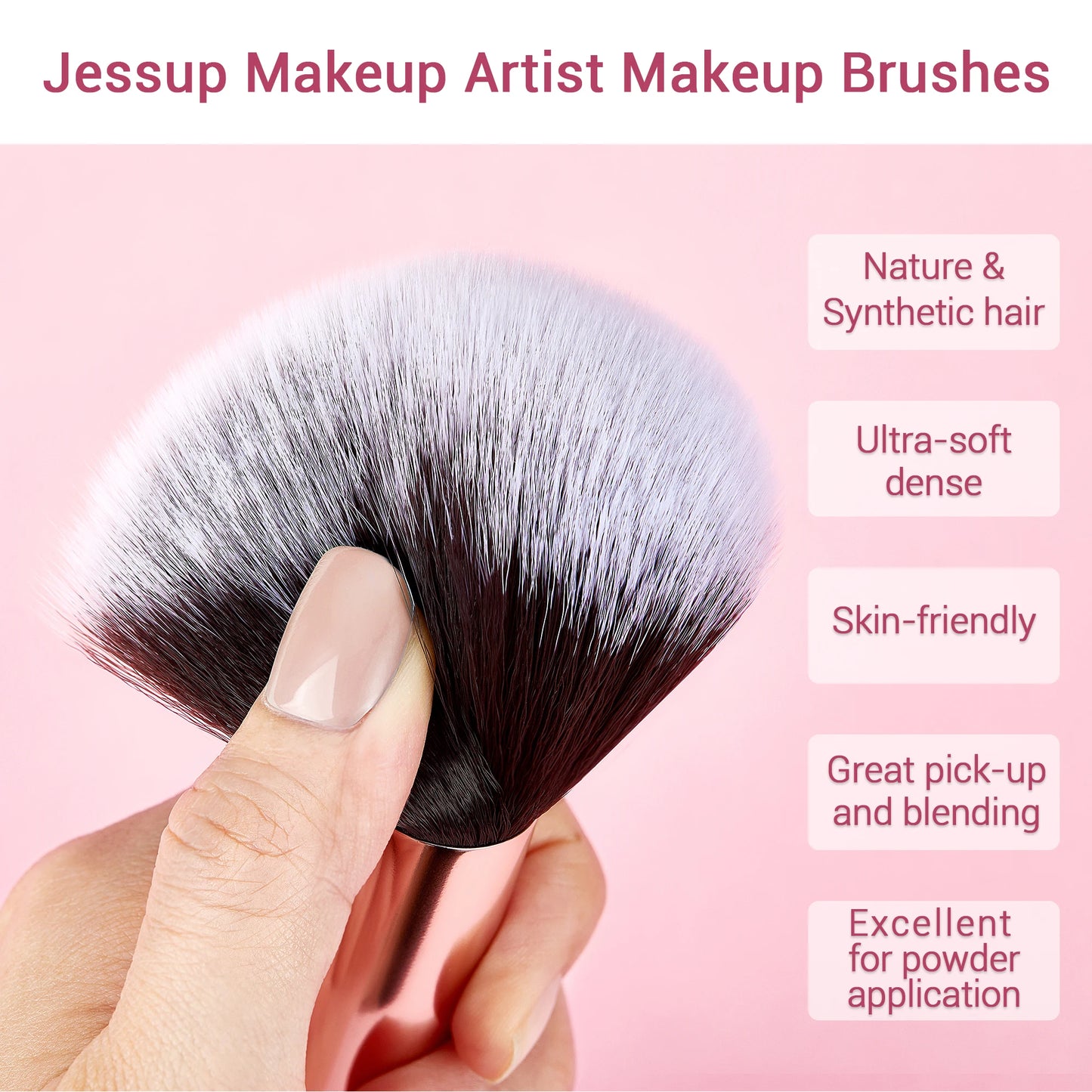 Jessup Makeup Brushes Set 6-25pcs Foundation Powder Eyeshadow Liner Brush Blending Highlighter Brocha Maquillaje RoseGold/Black