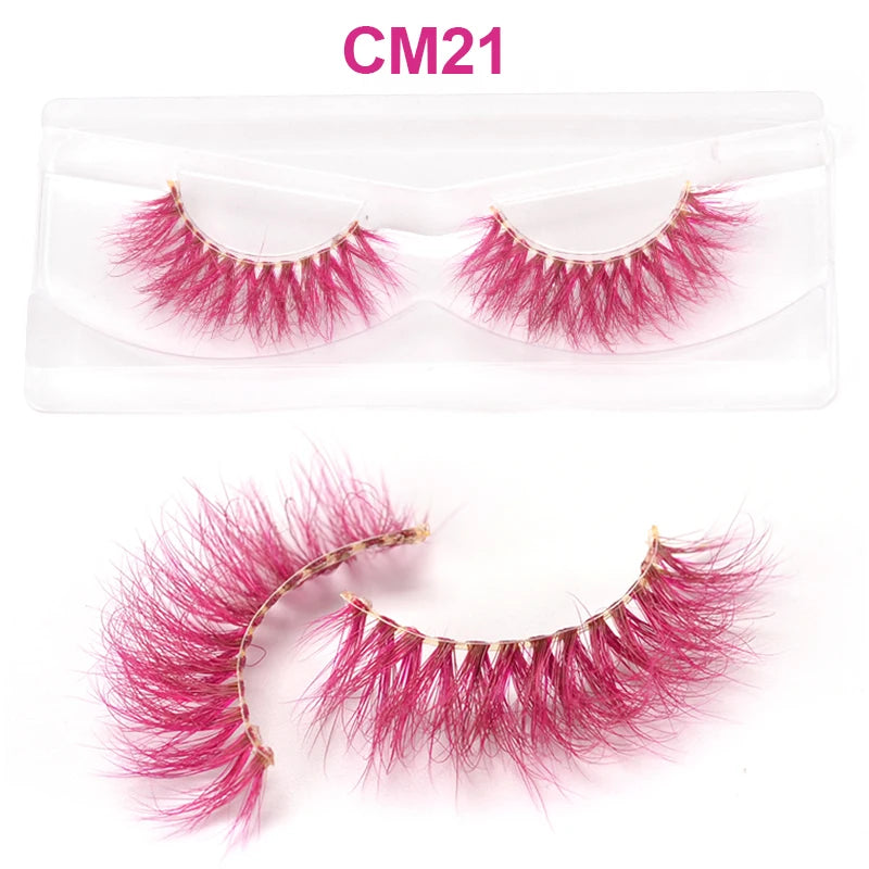 OKAYLASH 3D 6D False Colored Eyelashes Natural Real Mink fluffy Style  Eye lash Extension Makeup Cosplay Colorful Eyelash