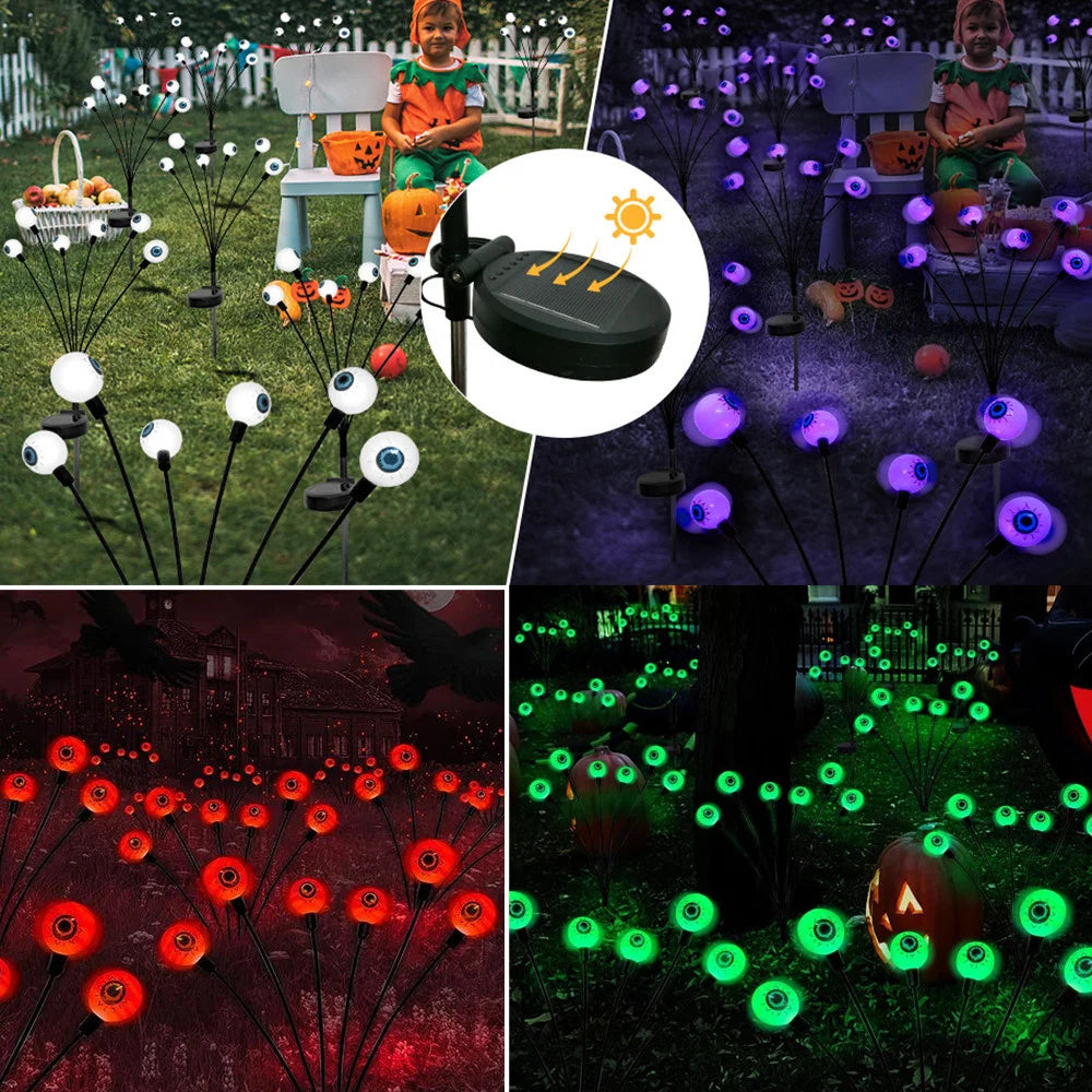 Solar Eyeball LED Lights Outdoor Waterproof Halloween Outdoor Decoration String Lights Garden Lamps Courtyard Holiday PartyDecor